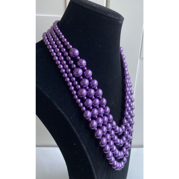 Purple Glass Pearl Necklace - Picture 4 of 5